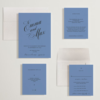 This is a electric blue wedding invitations with standard by Ani Somi called in lights printing on signature in grand