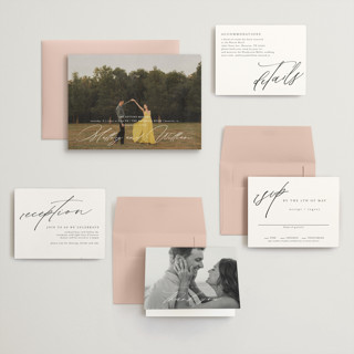 This is a ecru wedding invitations with standard by Anna Elder called cielo printing on signature in grand