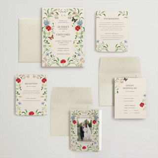 This is a elder flower wedding invitations with standard by Sarah Knight called wild meadow printing on signature in grand