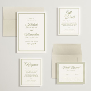 This is a olive wedding invitations with standard by Ellen Schlegelmilch called museo printing on signature in grand