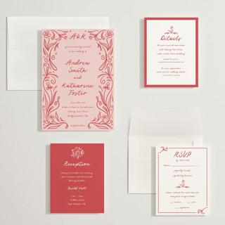 This is a brick wedding invitations with standard by Julia Liverton called love in bloom printing on signature in grand