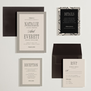 This is a noir wedding invitations with standard by Pixel and Hank called linea printing on signature in grand