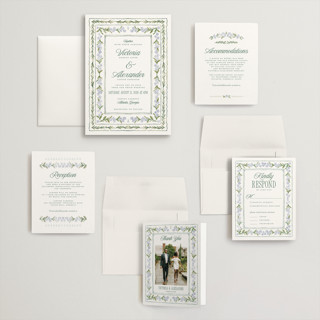This is a wisteria wedding invitations with standard by Jenna Holcomb called vintage sketched printing on signature in grand