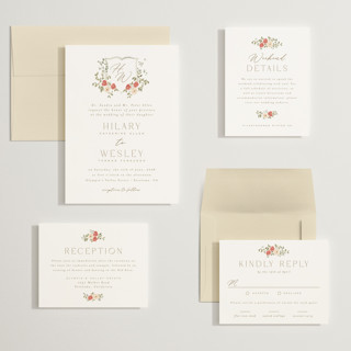 This is a pomegranate wedding invitations with standard by Everett Paper Goods called roses crest printing on signature in grand