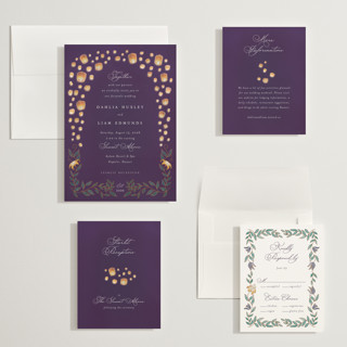 This is a twilight wedding invitations with standard by Simona Camp called disney's tangled lanterns printing on signature in grand