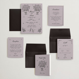 This is a lavender wedding invitations with standard by Ani Somi called roses printing on signature in grand