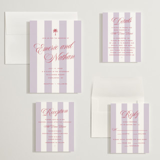 This is a macaroon wedding invitations with standard by Susan Zinader called island palm printing on signature in grand