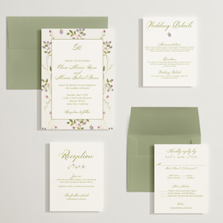 This is a cream wedding invitations with standard by Nicole Dragomir called wild berry watercolor printing on signature in grand