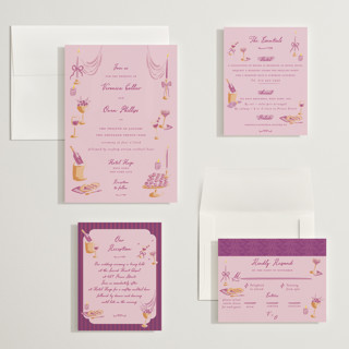 This is a mulberry wedding invitations with standard by Sarah Rosenthal called velvet cherry printing on signature in grand