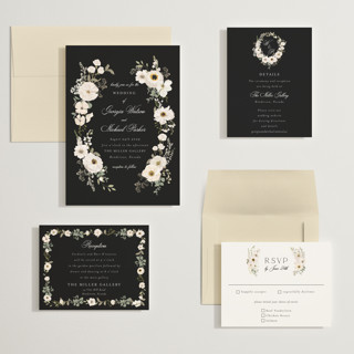 This is a black tie wedding invitations with standard by Susan Moyal called cherished printing on signature in grand