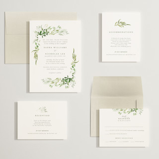 This is a garden wedding invitations with standard by Leah Bisch called verdure printing on signature in grand