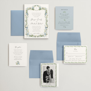 This is a coastal wedding invitations with standard by Susan Moyal called hydrangea vine printing on signature in grand