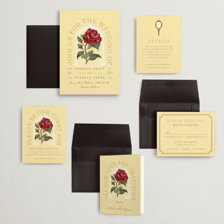 This is a mimosa wedding invitations with standard by Leah Bisch called enchanted rose from disney's beauty & the beast printing on signature in grand