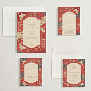 This is a rose wedding invitations with standard by Jennifer Holbrook called japanese textile printing on signature in grand