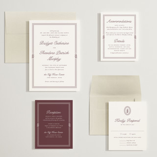This is a wine wedding invitations with standard by Kate Ahn called court printing on signature in grand