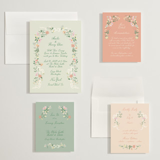 This is a spring wedding invitations with standard by Phrosné Barwood called spring draped garland printing on signature in grand