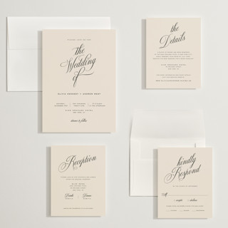 This is a almond wedding invitations with standard by Eric Clegg called modern romance printing on signature in grand