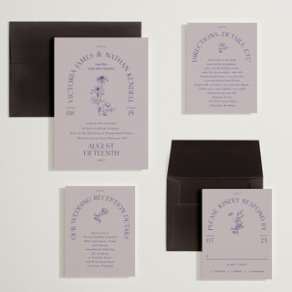 This is a wisteria wedding invitations with standard by Baumbirdy called floral type arch printing on signature in grand