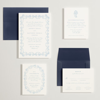 This is a lagoon wedding invitations with standard by Leah Bisch called bow frame printing on signature in grand