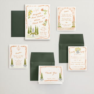 This is a flame wedding invitations with standard by Pati Cascino called giardino printing on signature in grand