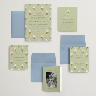 This is a sage wedding invitations with standard by Olivia Kanaley Inman called blockprint printing on signature in grand
