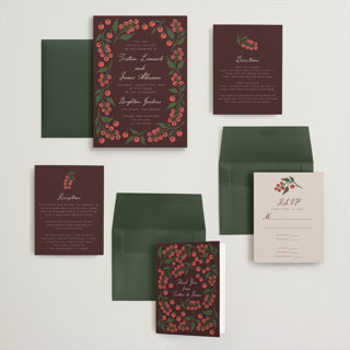 This is a plum wedding invitations with standard by Katharine Watson called cherry tomatoes printing on signature in grand