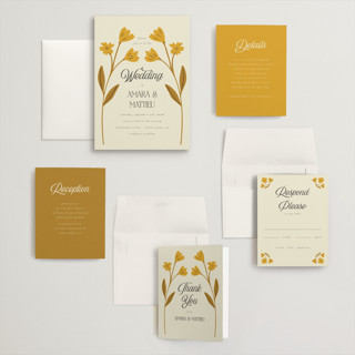This is a yolk wedding invitations with standard by Morgan Kendall called vintage wildflowers printing on signature in grand