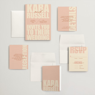 This is a blush wedding invitations with standard by Stacey Day called typographical poster printing on signature in grand