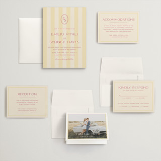 This is a lemon wedding invitations with standard by Ellen Schlegelmilch called palmetto printing on signature in grand