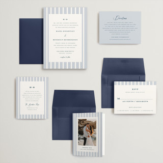 This is a powder blue wedding invitations with standard by chocomocacino called melihrolo printing on signature in grand