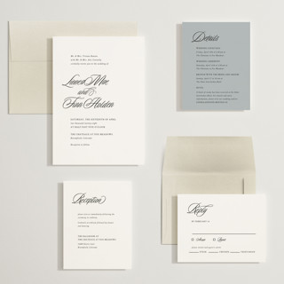 This is a linen wedding invitations with standard by Cindy Reynolds called sophistique printing on signature in grand