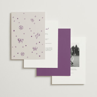 This is a lilac wedding invitations with standard by Cass Loh called simple monogram printing on signature in grand