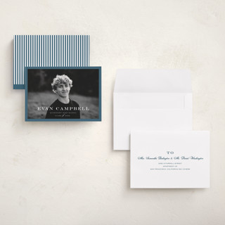 This is a rain graduation announcements with standard by Carolyn MacLaren called forever young printing on signature in petite