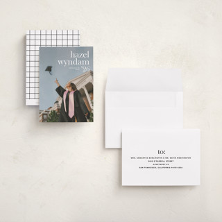 This is a moon graduation announcements with standard by Bryanna Mehner called crest printing on signature in petite