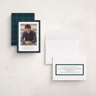 This is a academy graduation announcements with standard by Lea Delaveris called preppy plaid printing on signature in petite