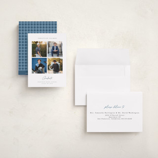 This is a indigo graduation announcements with standard by Pippa Shaw called quattro printing on signature in petite