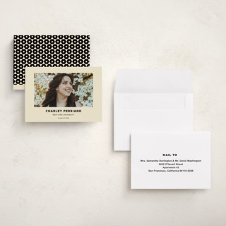 This is a cream graduation announcements with standard by Megan Davis called ludlow printing on signature in petite