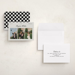 This is a silk graduation announcements with standard by Cass Loh called trio gallery printing on signature in petite