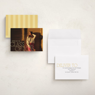 This is a golden hour graduation announcements with standard by Leia Matt called edge play printing on signature in petite