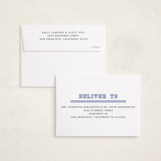 This is a royal graduation announcements with standard by Stacey Meacham called letterman printing on signature in petite