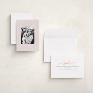 This is a blush graduation announcements with standard by Itsy Belle Studio called ribbon frame printing on signature in petite
