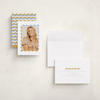 This is a aqua graduation announcements with standard by Baumbirdy called wavy frame printing on signature in petite