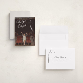 This is a snow graduation announcements with standard by Pixel and Hank called tassel type printing on signature in petite