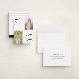 This is a pearl graduation announcements with standard by David Michuki called trim edges printing on signature in petite