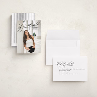This is a ink graduation announcements with standard by Tamara Hilje called nostalgia printing on signature in petite