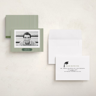 This is a pine graduation announcements with standard by Sherley Ferreira called stripes of success printing on signature in petite