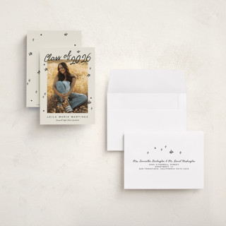 This is a cream graduation announcements with standard by Ani Somi called for the stars printing on signature in petite