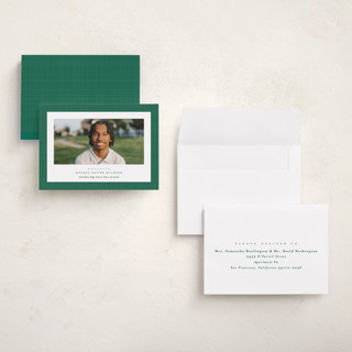 This is a shamrock graduation announcements with standard by Lea Delaveris called linen frame printing on recycled smooth signature in petite
