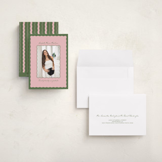 This is a sage graduation announcements with standard by Gabrielle Neil called lady lady printing on signature in petite