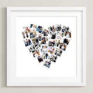 This is a white frame photo art by Minted called heart snapshot matted white frame printing on deluxe art in matted 16x16
